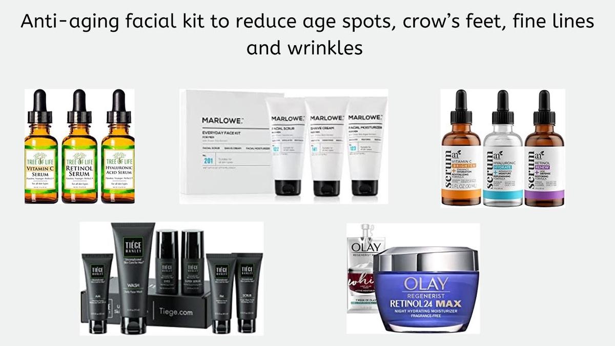 'Video thumbnail for Anti aging facial kit to reduce age spots, crow's feet, fine lines, and wrinkles'